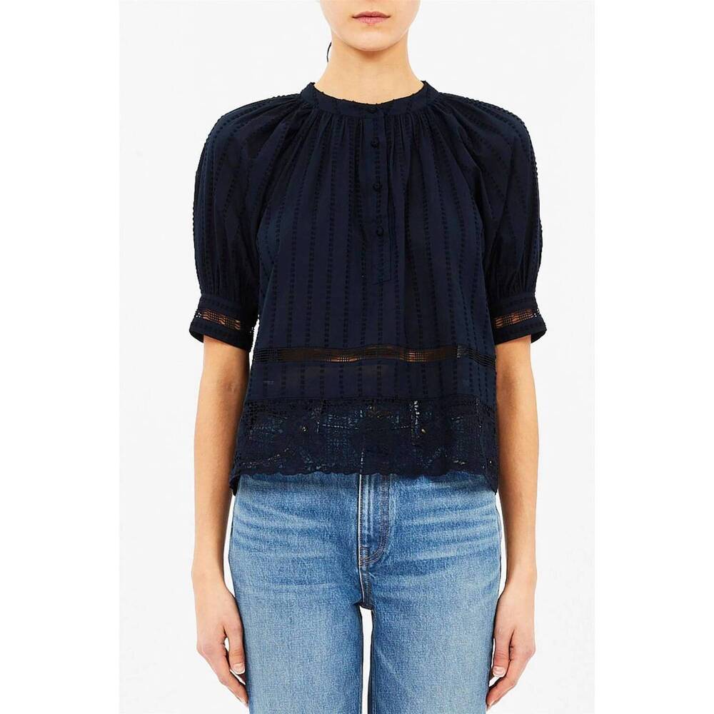 NEW ULLA JOHNSON faye sleeve blouse in midnight